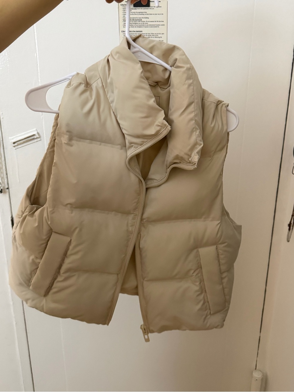 Zara Cream Quilted Puffer Vest